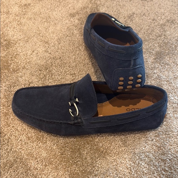 Aldo Blue Slip-On Loafers with Suede Finish - Picture 2 of 3